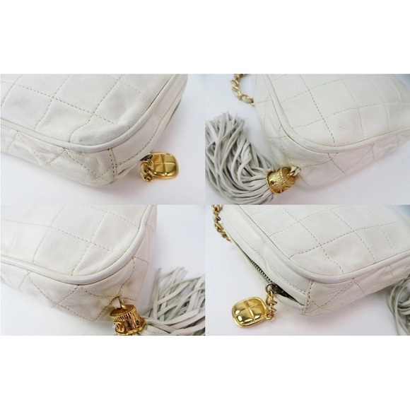 CHANEL White Crossbody Bag with Gold Chain - Picture 6 of 16